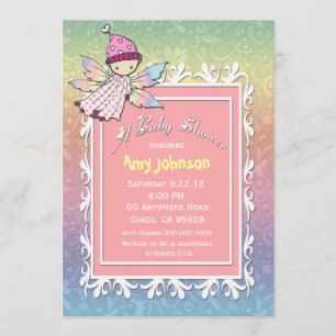 Söt flicka älva baby shower inbjudan