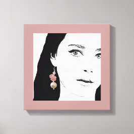 Söt flicka ansikte mode illustrerar blommigt söt canvastryck