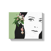 Söt flicka ansikte mode illustrerar blommigt söt