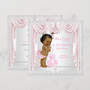 Söt flicka baby shower rosa satin etnisk inbjudningar