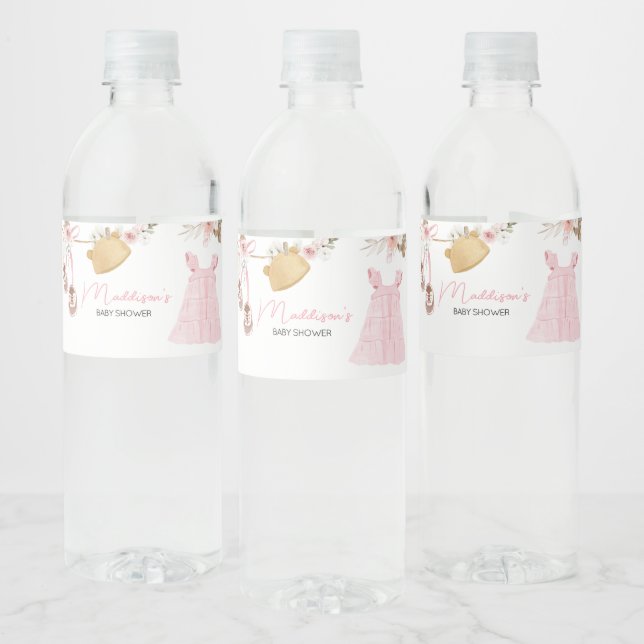 Söt Flicka Boho Clothes Baby Shower Vattenflaskor Etikett (Flaskor)
