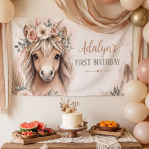 Söt flicka Boho-häst Första födelsedag