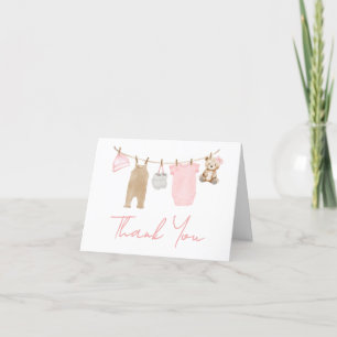 Söt Flicka Clothesline Baby Shower Tack Kort