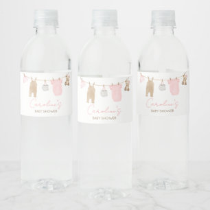Söt Flicka Clothesline Baby Shower Vattenflaskor Etikett