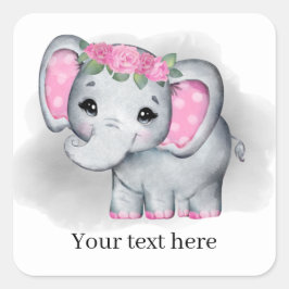 Söt flicka-elefant lägger till text i vilket syfte fyrkantigt klistermärke