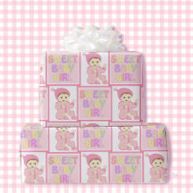 Söt Flicka i Rosa Baby Shower Pastel