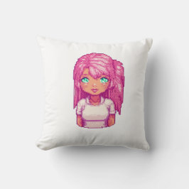 Söt flicka i rosa kudde