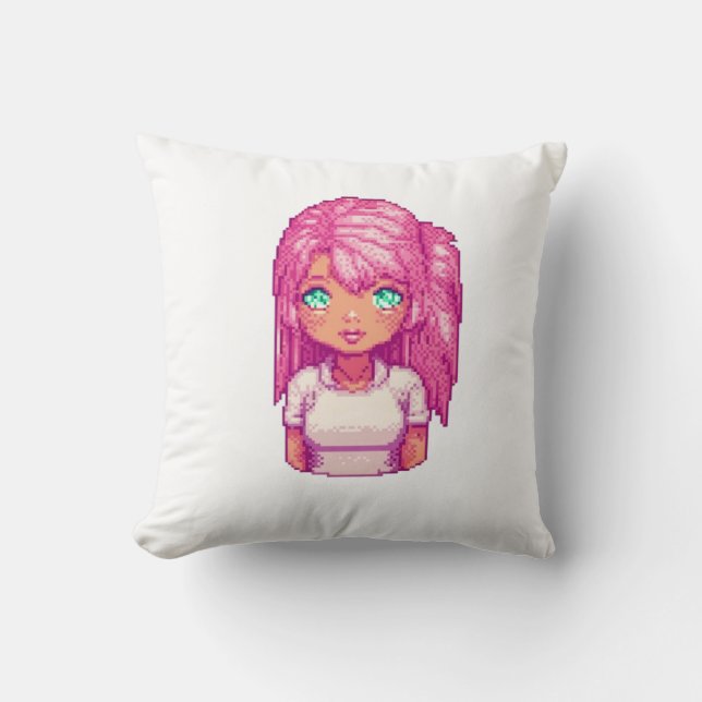 Söt flicka i rosa kudde (Framsida)