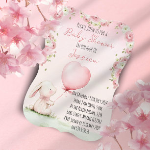 Söt flicka kanin baby shower inbjudan