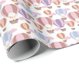 Söt flicka lamb i mönster-babydusch i vinden presentpapper