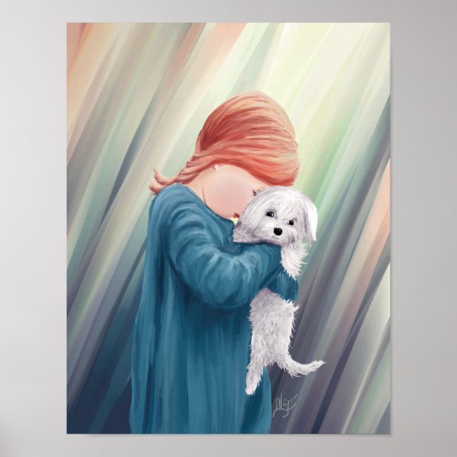 Söt flicka med hund poster (Framsidan)