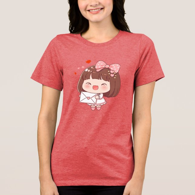 Söt flicka med kärleksbrev  t shirt (Framsida)