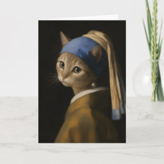 Söt flicka med pärlörhänge Kattseriefigur Konst Kort