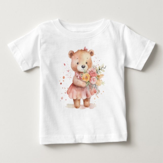 Söt flicka nalle baby t-shirt (Framsida)