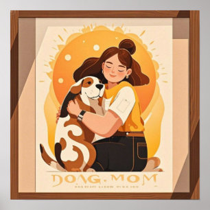 Söt flicka och hund omfamning poster