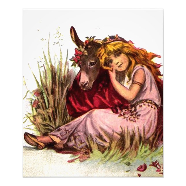 Söt flicka och ponny  fototryck (Framsidan)