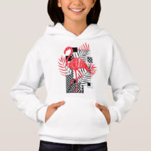 Söt flicka röd flamingo-mönstrad hoodie - Barn Tro