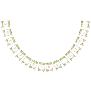 Söt Flicka Rosa Citrus Baby Shower Vimplar