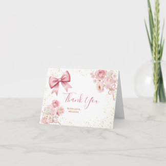 Söt flicka rosa rosett Coquette baby shower Floral Tack Kort
