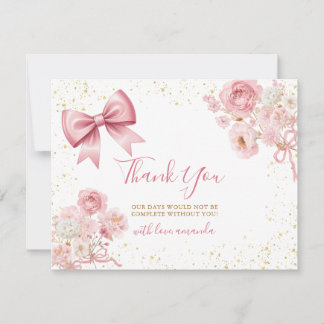 Söt flicka rosa rosett Coquette baby shower floral Tack Kort