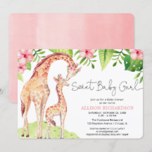 Söt Flicka söt giraffe safari babydusch