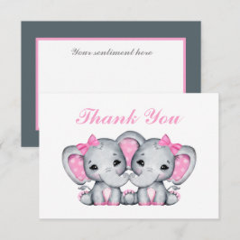 Söt flicka twin-elefant tack kort