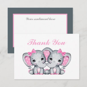Söt flicka twin-elefant tack kort