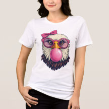 Söt flicka vit huvudad örn med rosa slinga & bubbe