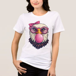 Söt flicka vit huvudad örn med rosa slinga & bubbe t shirt