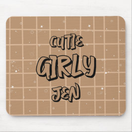 Söt flickaktig Brun Rutig Musmatta