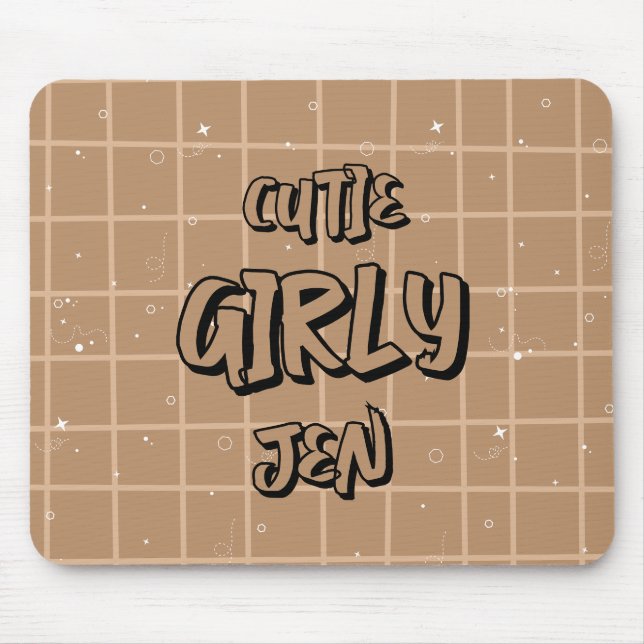 Söt flickaktig Brun Rutig Musmatta (Framsidan)
