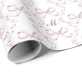 Söt flickaktig estetisk rosa rosettmonogram presentpapper