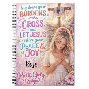 Söt flickaktig inspirerande blomster kristen Jesus Anteckningsbok