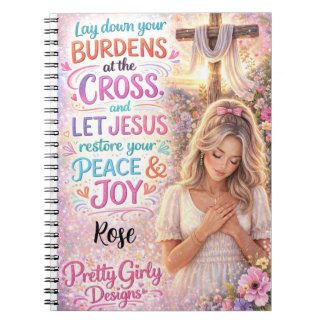 Söt flickaktig inspirerande blomster kristen Jesus Anteckningsbok