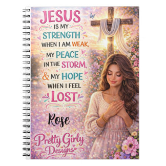 Söt flickaktig inspirerande blomster kristen Jesus Anteckningsbok