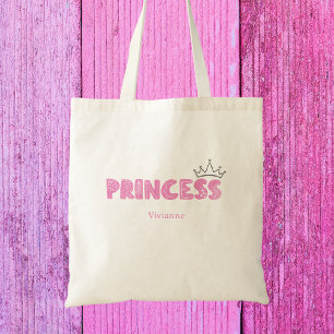 Söt flickaktig rosa prinsessa barn tygkasse