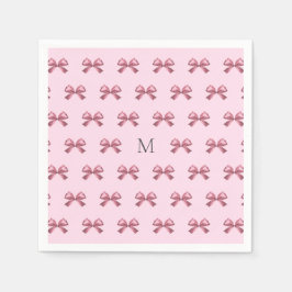 Söt flickaktig rosa satin estetisk monogram pappersservett