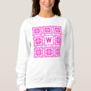 Söt Flickaktigt Shock rosa Monogram Snöre T Shirt