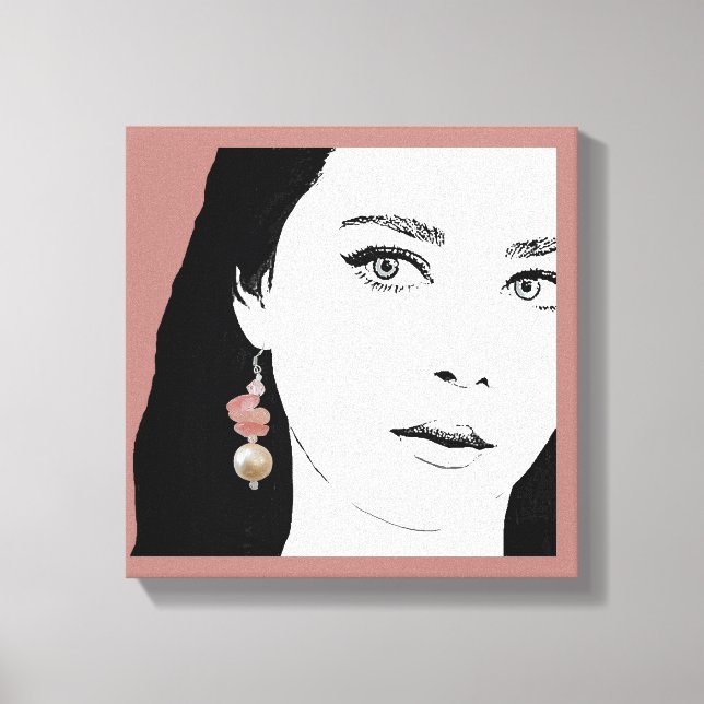 Söt Flickan ansikte mode illustrerar snyggt glam Canvastryck (Framsida)