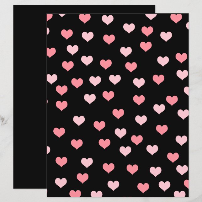 Söt flickig rosa hjärtmönster Scrapbookpapper (Fram/baksida)