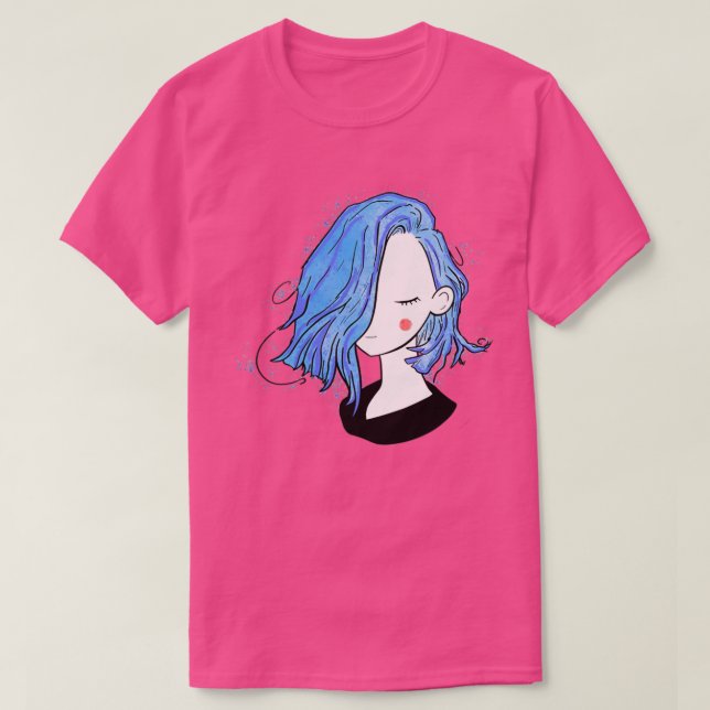 Söt Flickor kort hårstilar, fullt svart T Shirt (Design framsida)