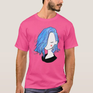 Söt Flickor kort hårstilar, fullt svart T Shirt
