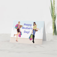 Söt flickor som shoppar Mors dag Card
