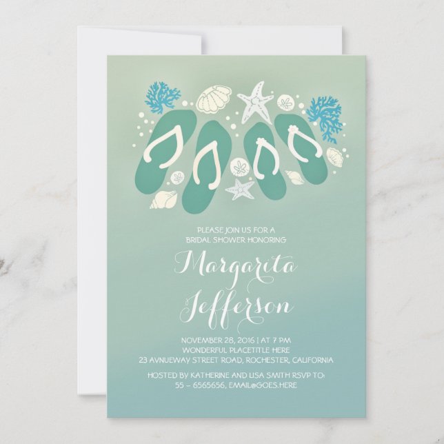 Söt flinflip flops strand möhippa inbjudan (Framsida)