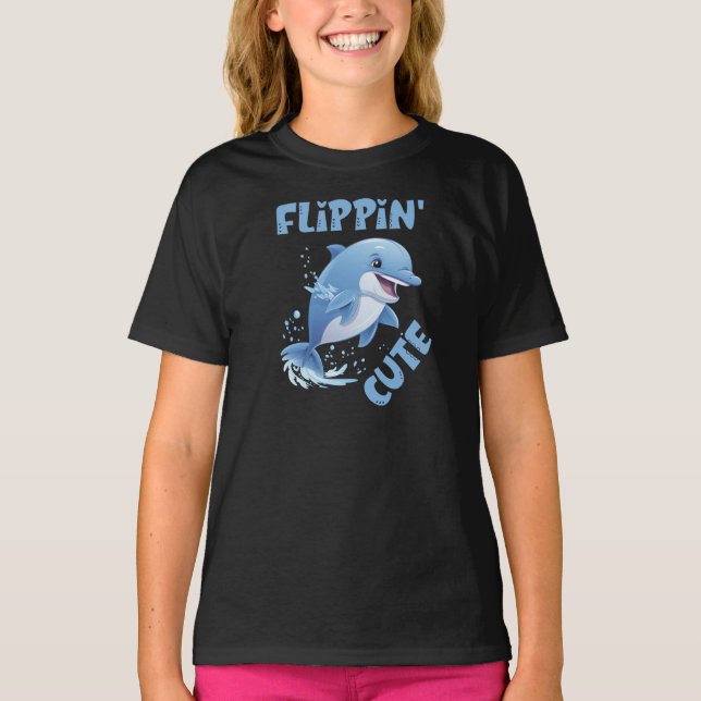 Söt Flippin'-Delfinbarn T Shirt (Framsida)