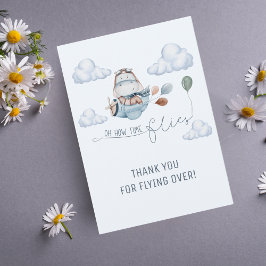 Söt flodhäst flyger flygplan & moln, Första födels Tack Kort