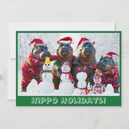 Söt Flodhästfamilj i Pyjamas Personlig Julkort