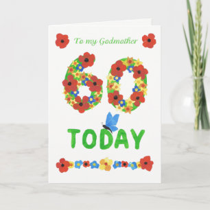 Söt Floral 60:e födelsedagen, för Godmor Kort