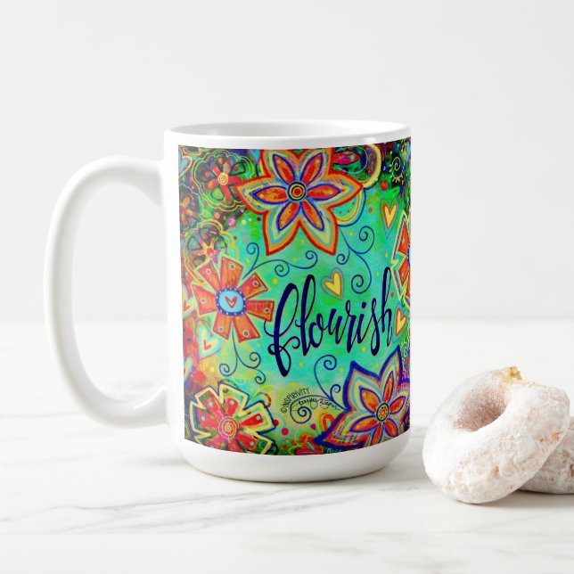 Söt Flourish Blommigt Inspirational Girly Kaffemugg (Med munk)