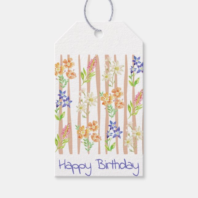 Söt Flower Birthday gifttag Presentetikett (Framsidan)